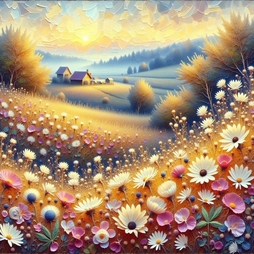 Ethereal Dried Flower Landscape in Soft Pastel Hues