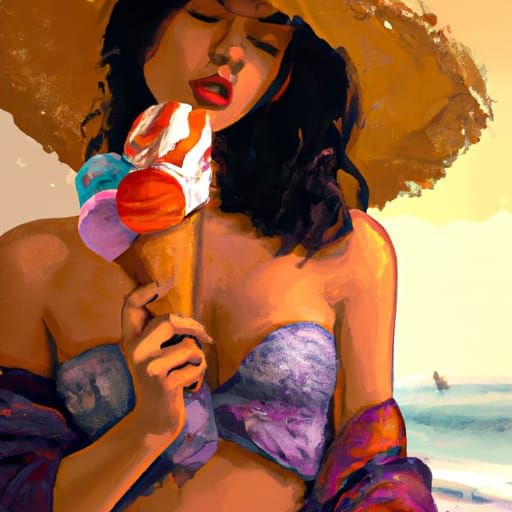 Girl With Ice Cream, Impressionistic Portrait