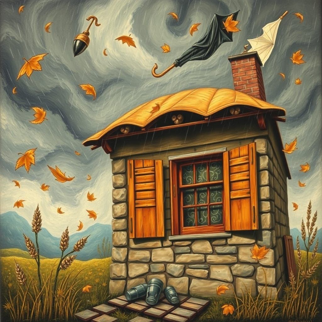 Autumn Storm Shatters a Naive Country Home