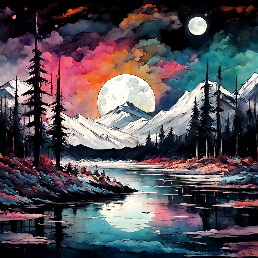 Moon River in Abstract Expressionist Style