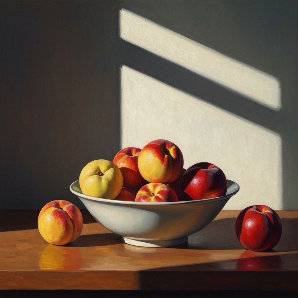 Peaches Still Life in Impressionist Style