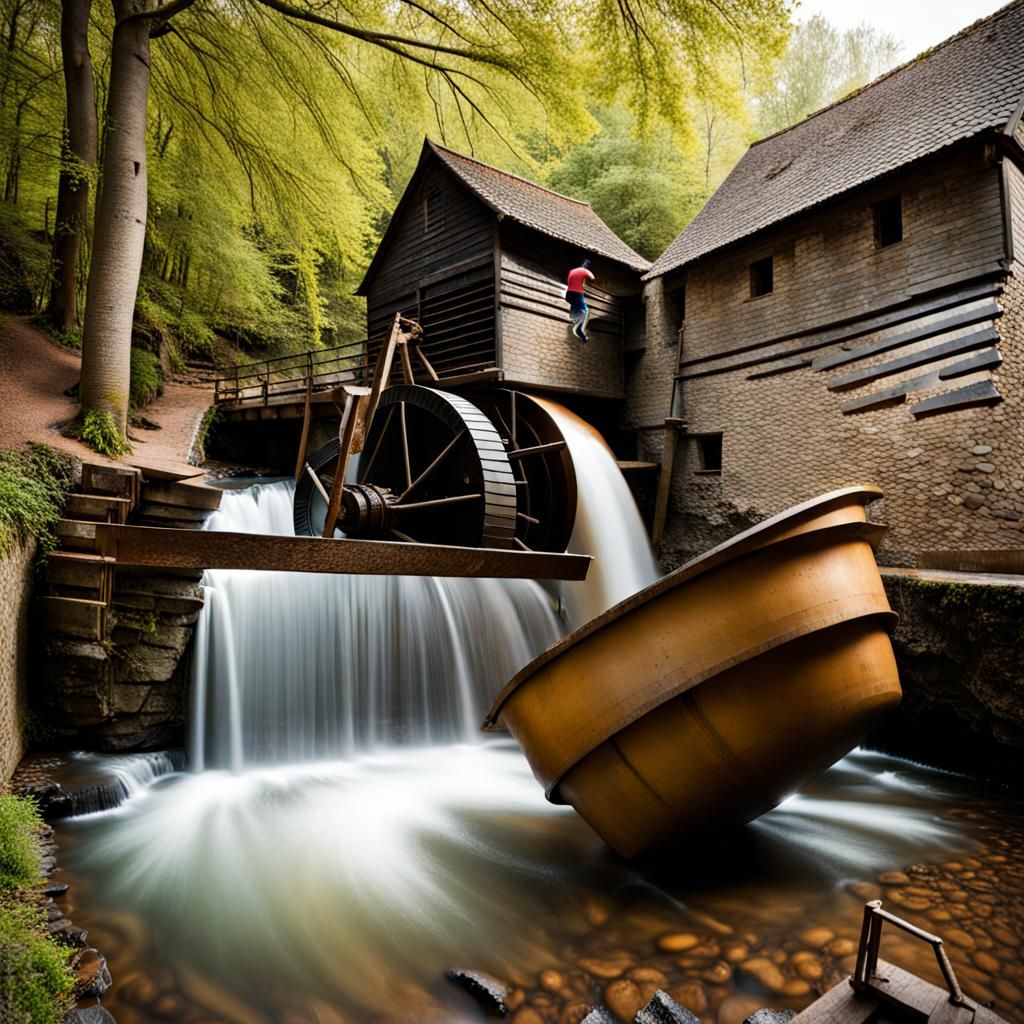 Watermill in Action: Capturing Perpetual Motion