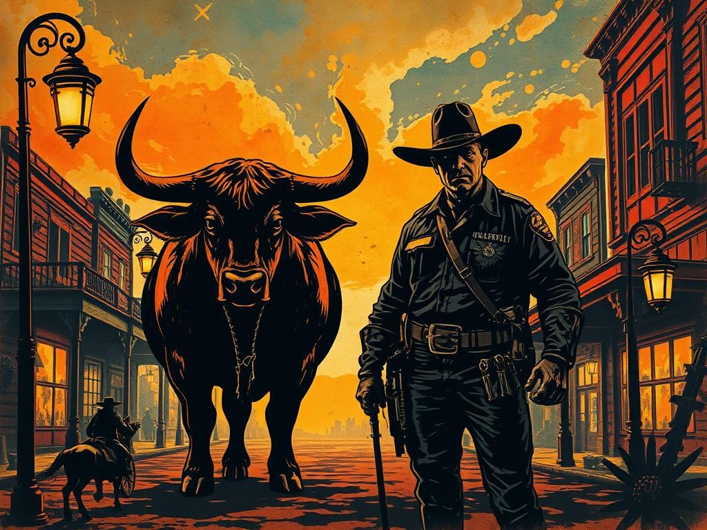 Steampunk Western: Bull and Sheriff Silhouettes