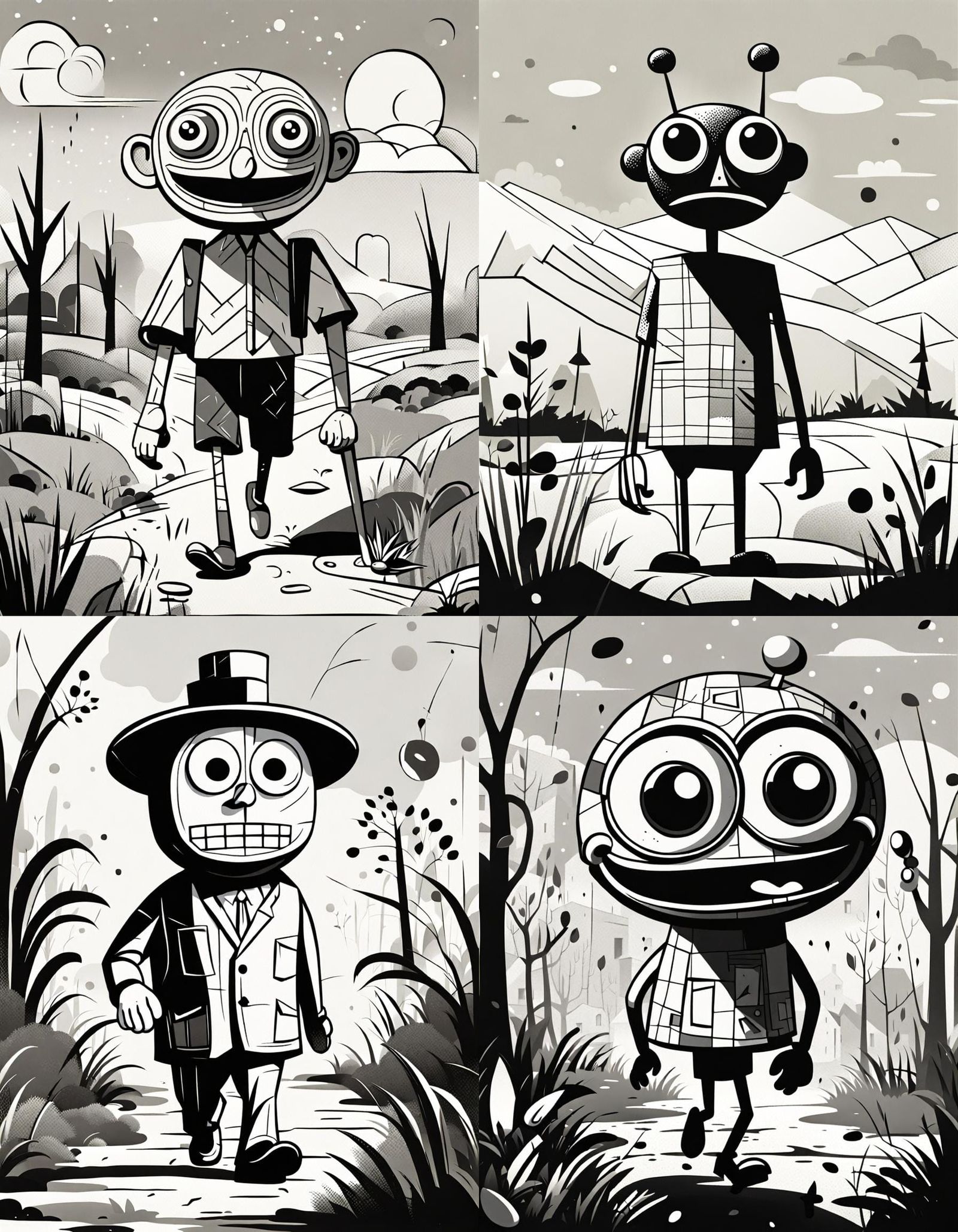 1920s Cartoon Character in Cubist Style