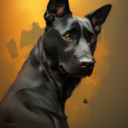 Hyperdetailed Black Dog Portrait in Digital Art Style