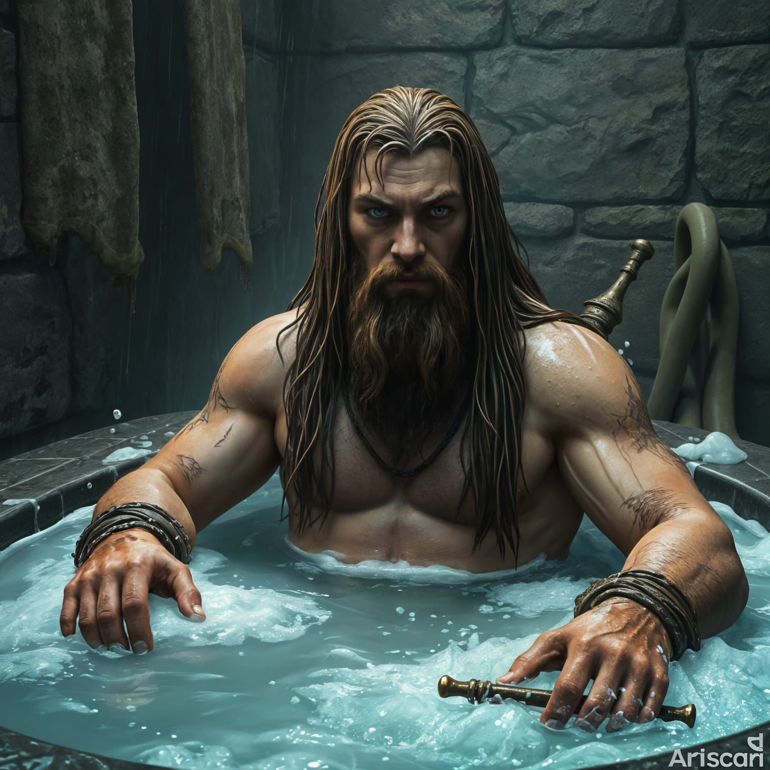 Wet Barbarian in Soapy Delight