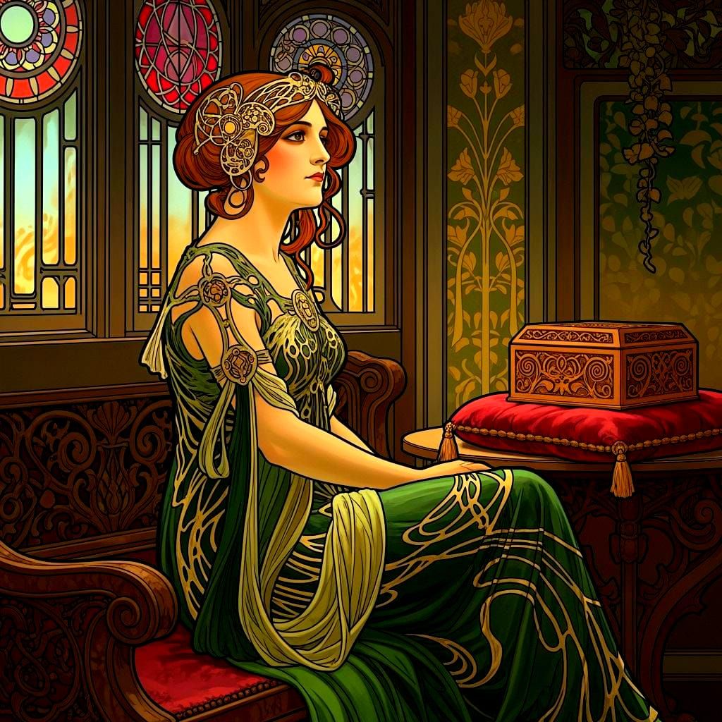 Art Nouveau Woman with Pandora's Box