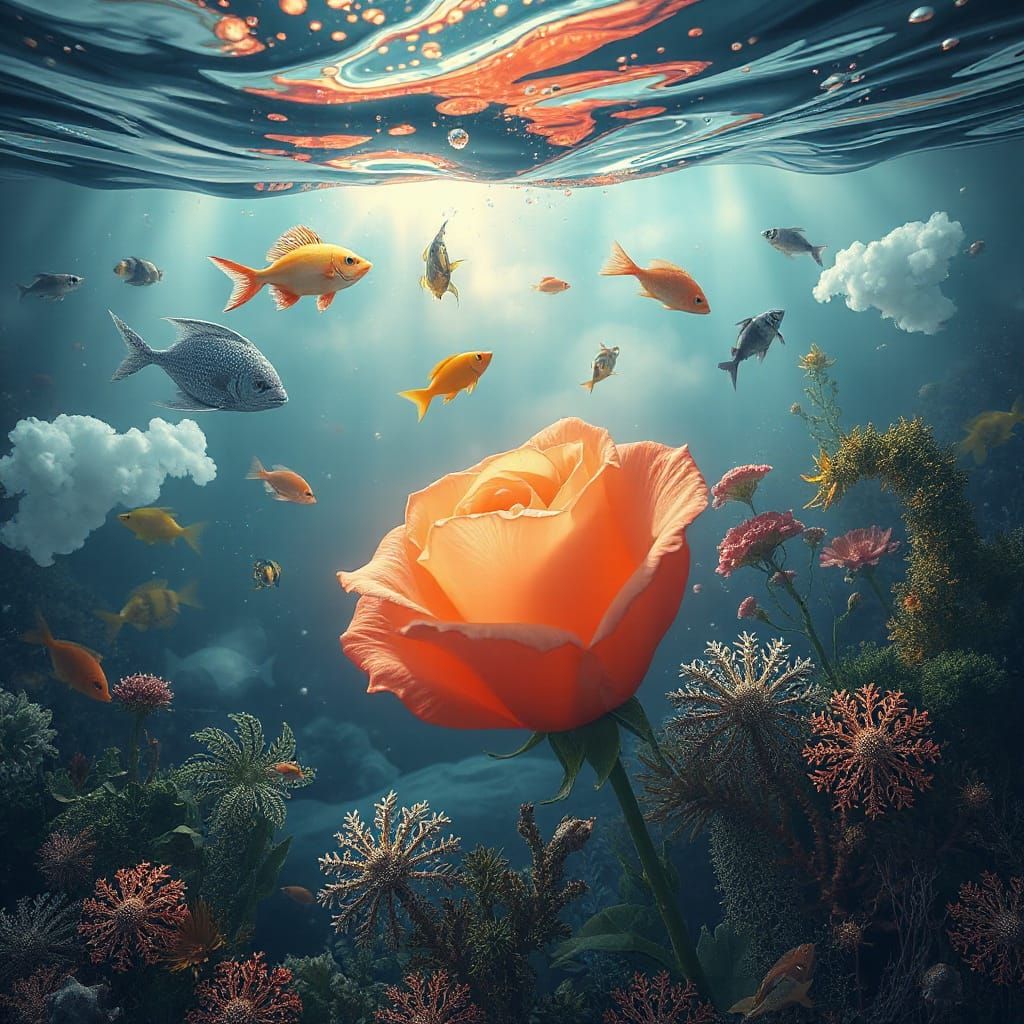 Underwater Rose in Ethereal Fantasy Style