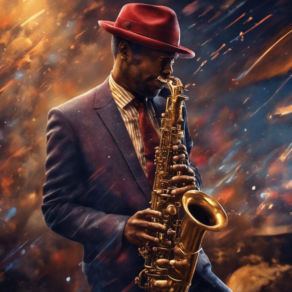 Dynamic Jazz Saxophonist in Hyperrealistic Style