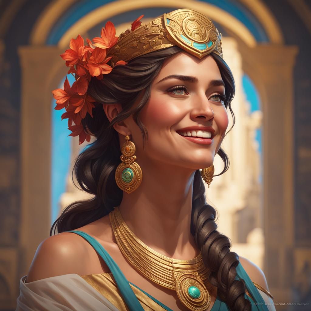 Greek Muse of Comedy Portrait in Art Nouveau Style