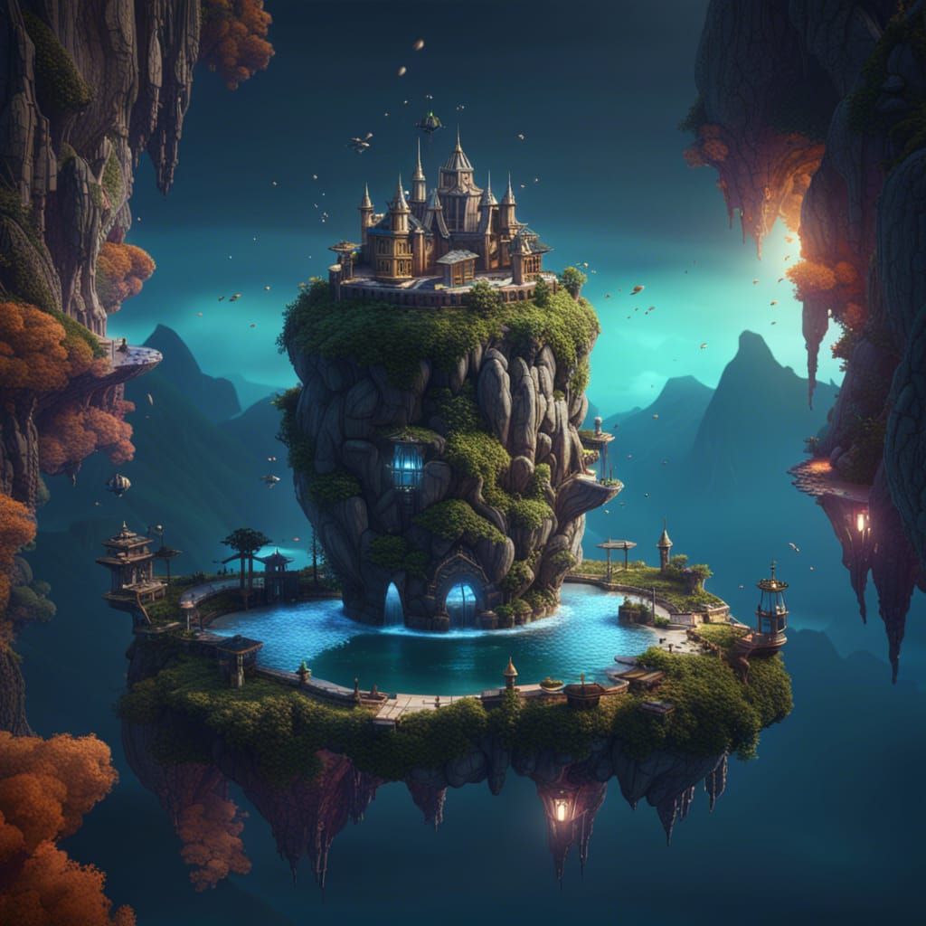 Fantastical Floating Island Concept Art