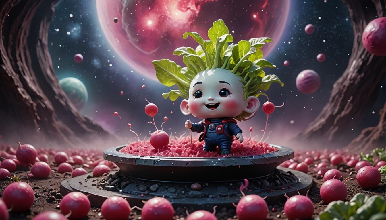 Cosmic Mist Swirls Around Space Radish Bobblehead