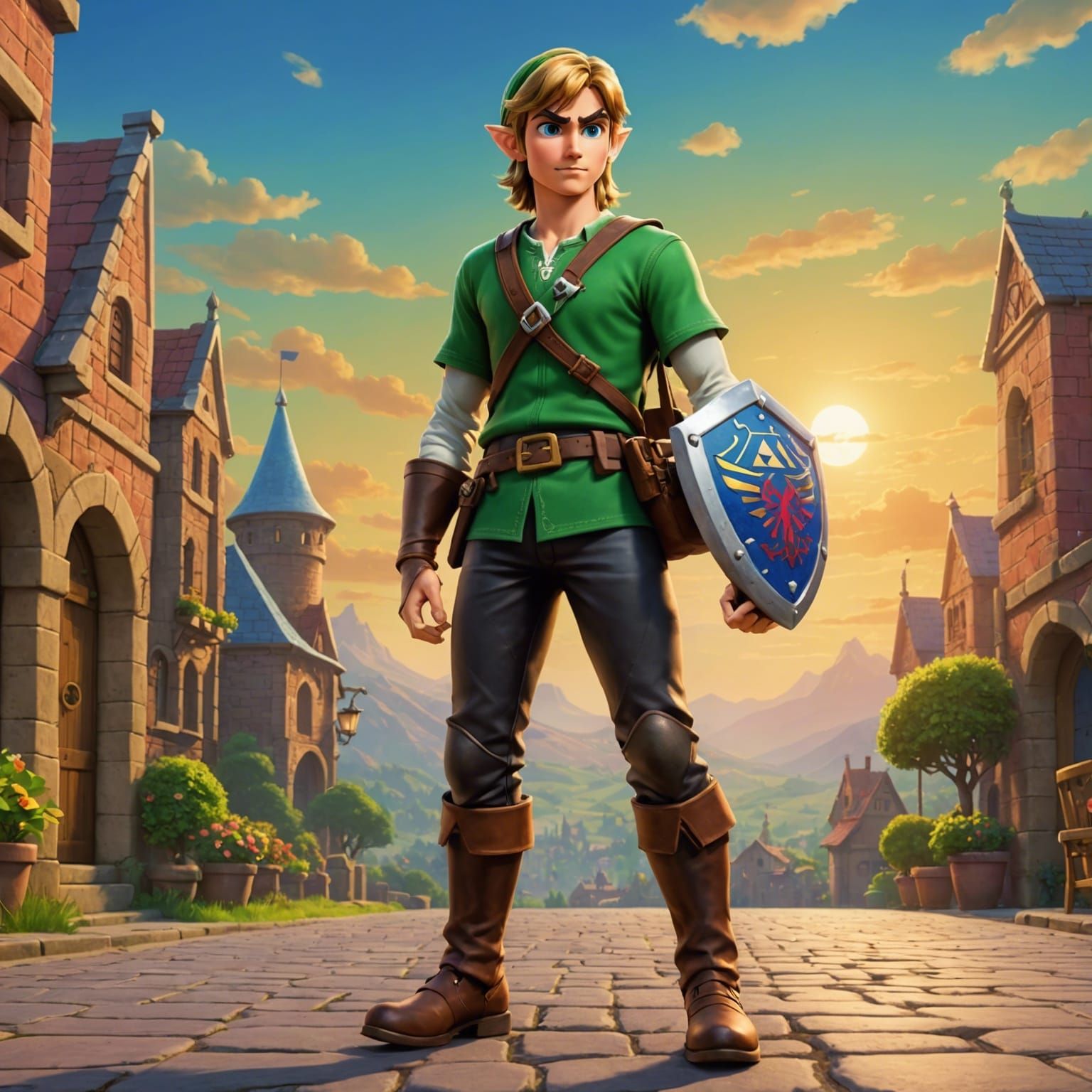 Link in Leather Pants: 3D Digital Art