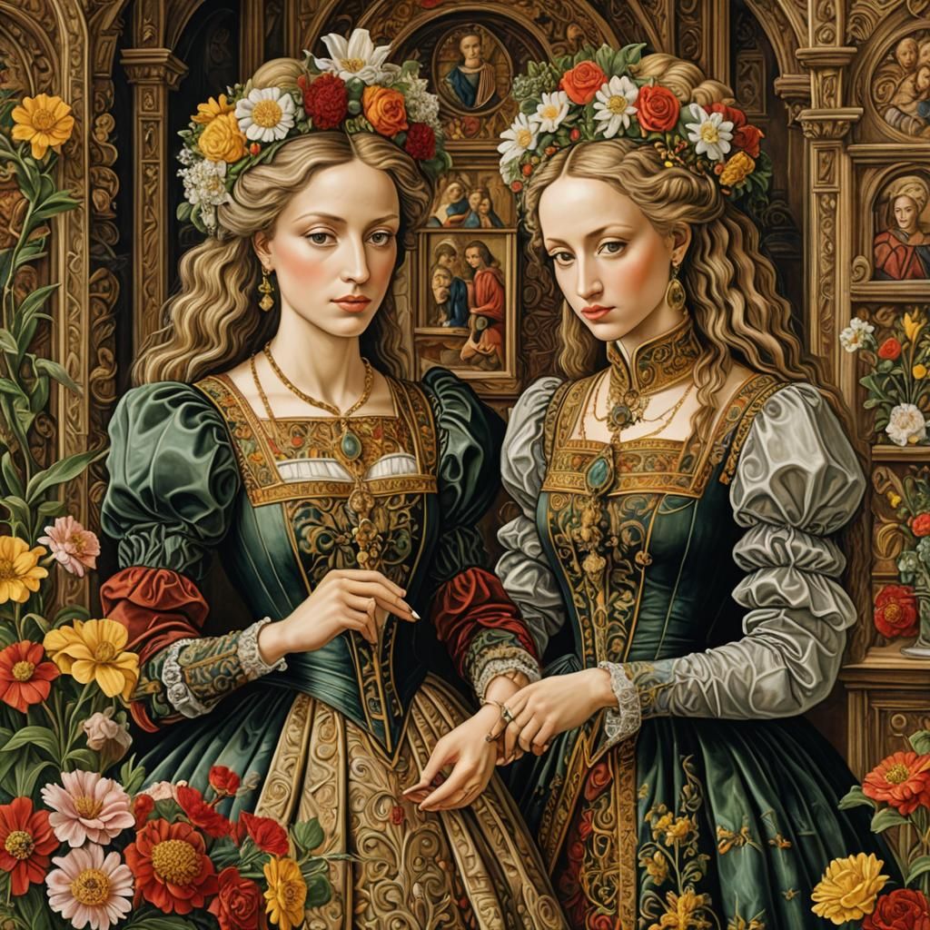 Evil Princess Dress Shopping in Renaissance Impasto Style