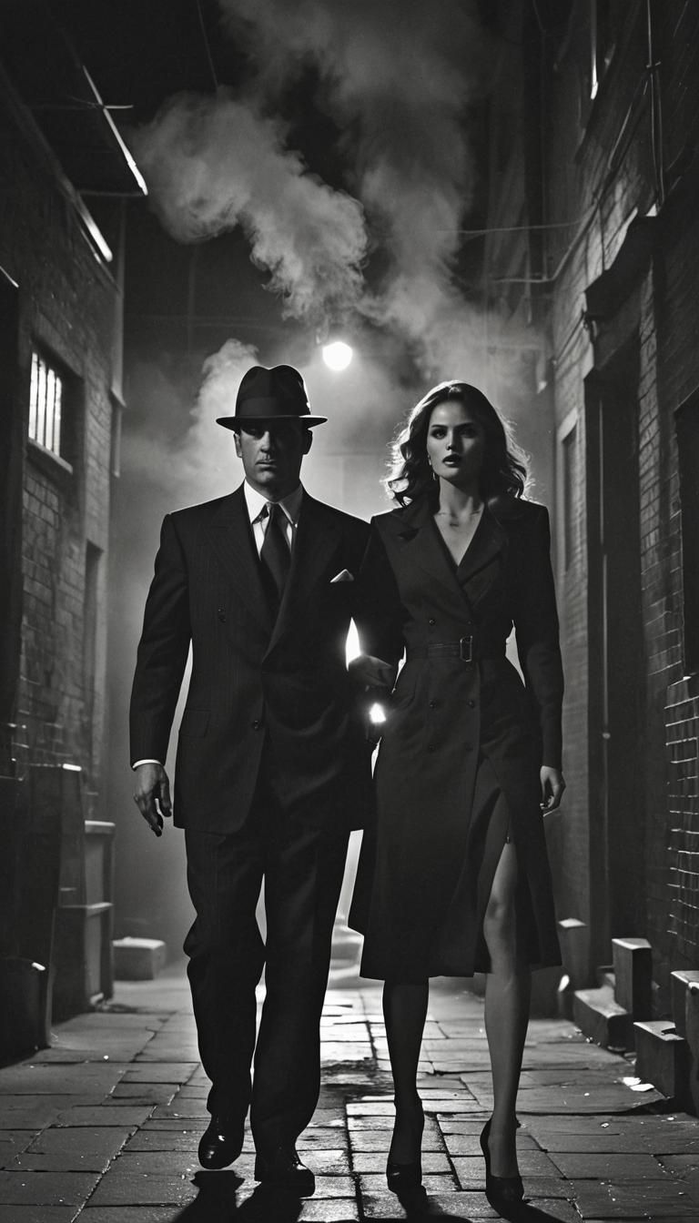 Mafia Man and Girl in Film Noir Style