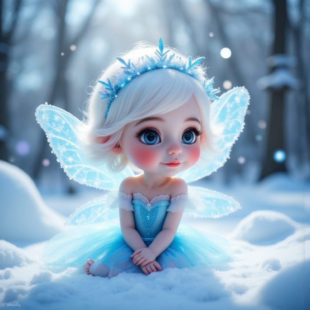 Cute Ice Fairy Creates Winter Wonderland