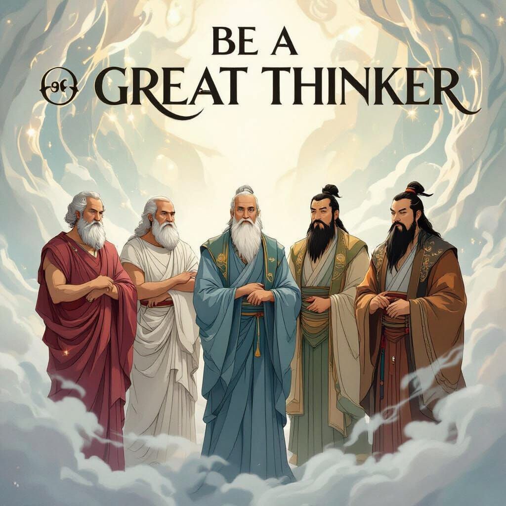 Philosophers in Dreamy Realm, Art Nouveau Style