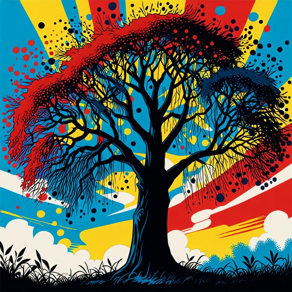 Pop Art Willow Tree in Manga Style