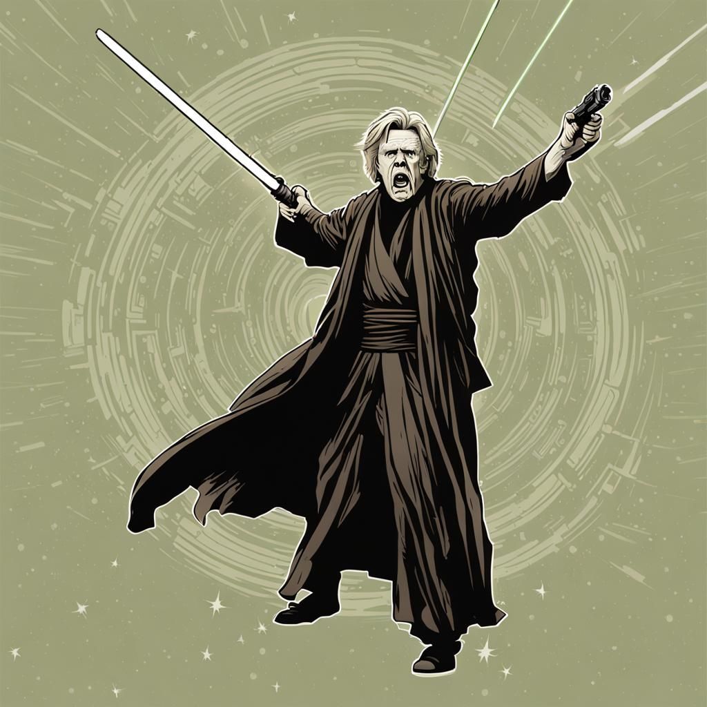 Confused Jedi Holds Lightsaber Upside Down
