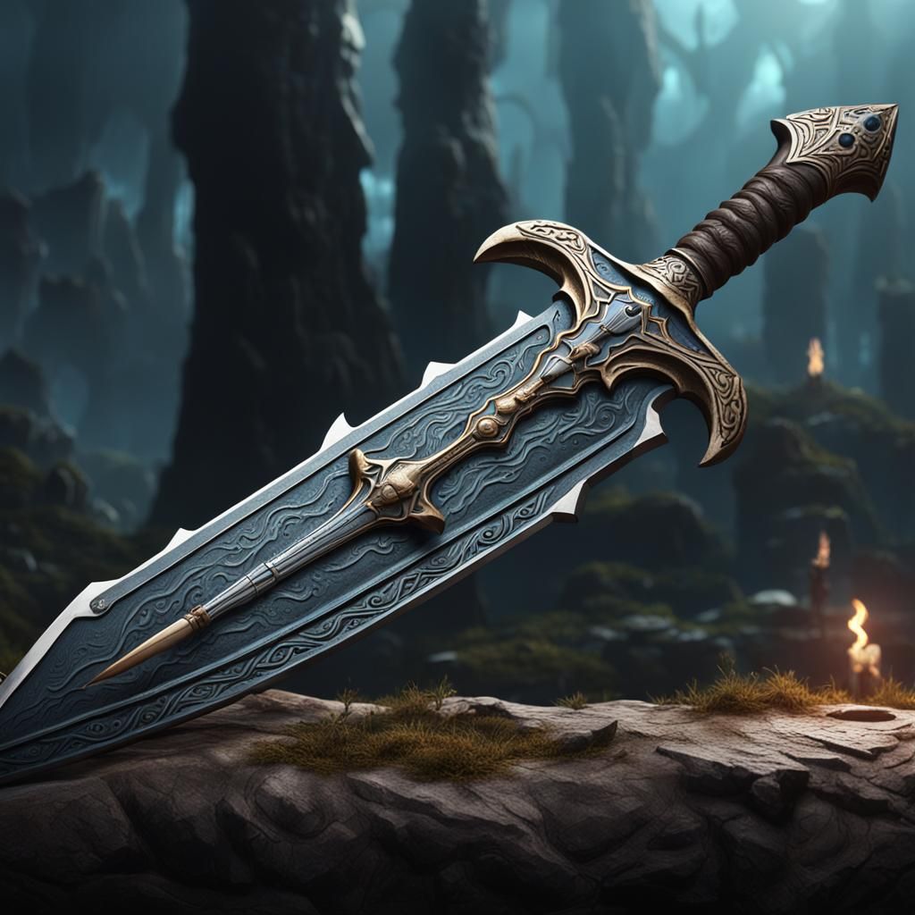 Spear with Wolf Skull, Detailed Matte Painting