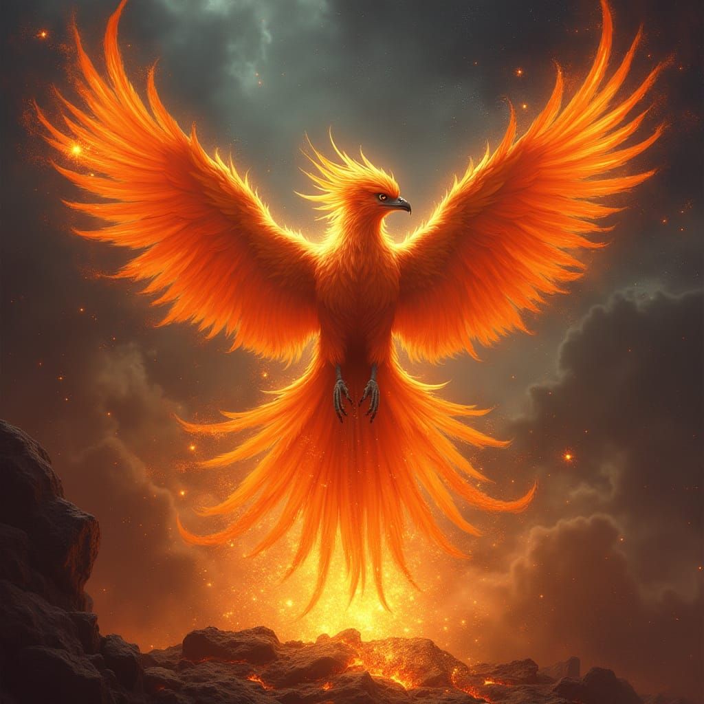 Majestic Phoenix Rises from Cosmic Embers