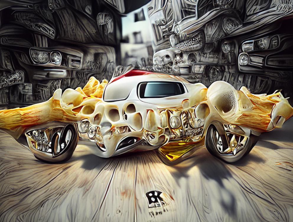 Hyperrealistic Bone Car 3D Rendering