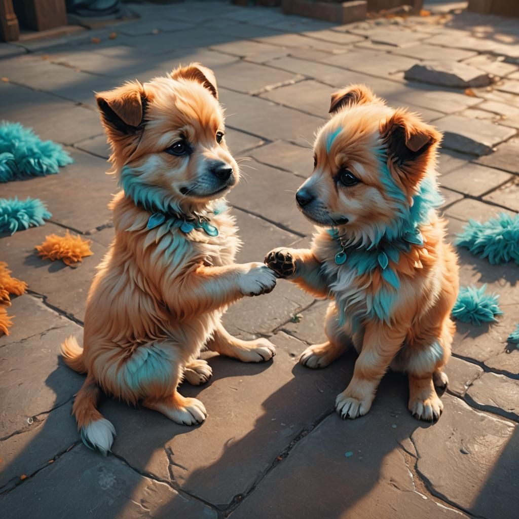 Fantasy Puppies Paw Strike: Detailed Matte Painting