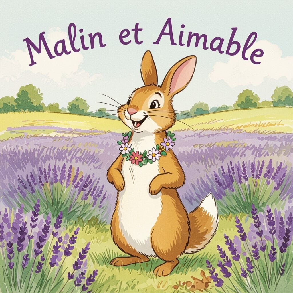 Smiling Fox with Flower Collar in Pastel Colors