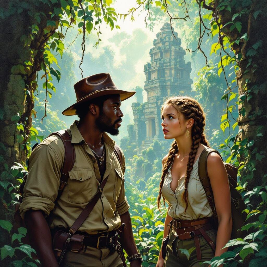 Explorers Discover Ancient Jungle City in Hyperrealistic Oil...