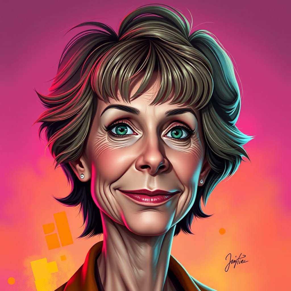 Vibrant Jamie Lee Curtis Portrait in Hyperrealistic Style
