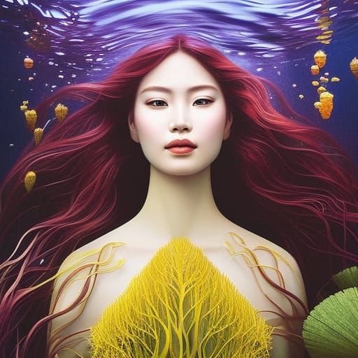 Underwater Mermaid Portrait with Weeping Willow Roots