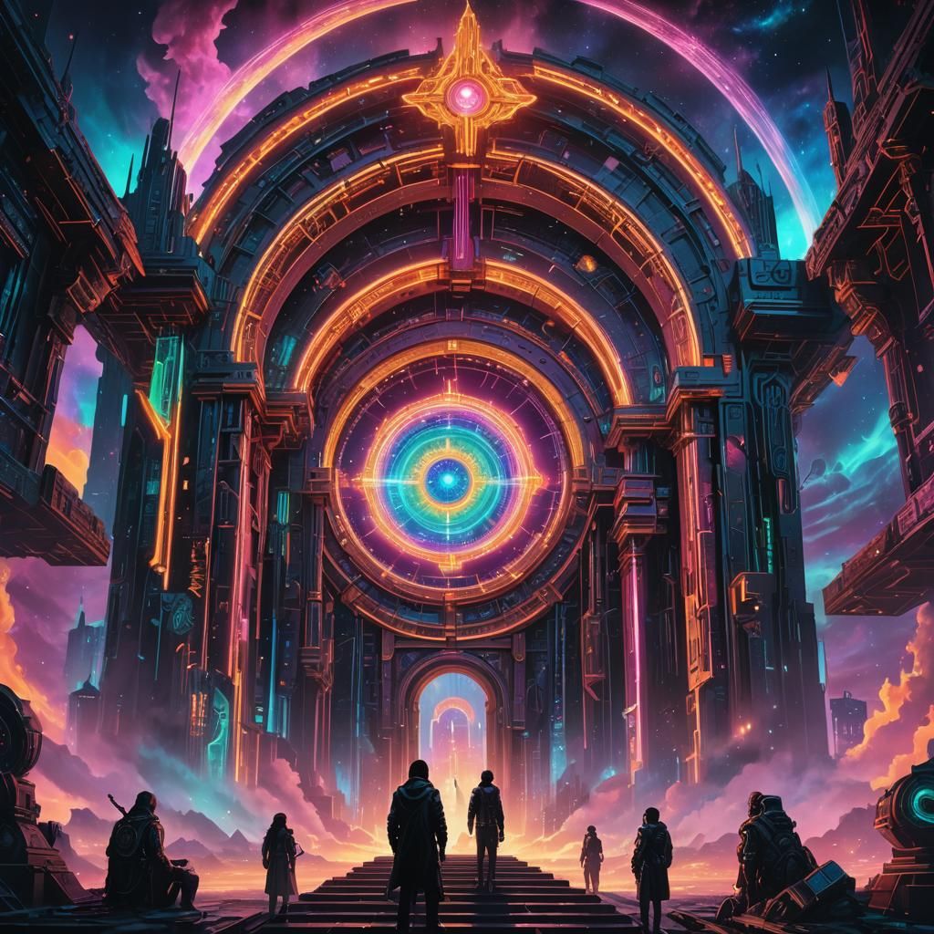 Dream World Portal in Neon-Gothic Cyberpunk Art