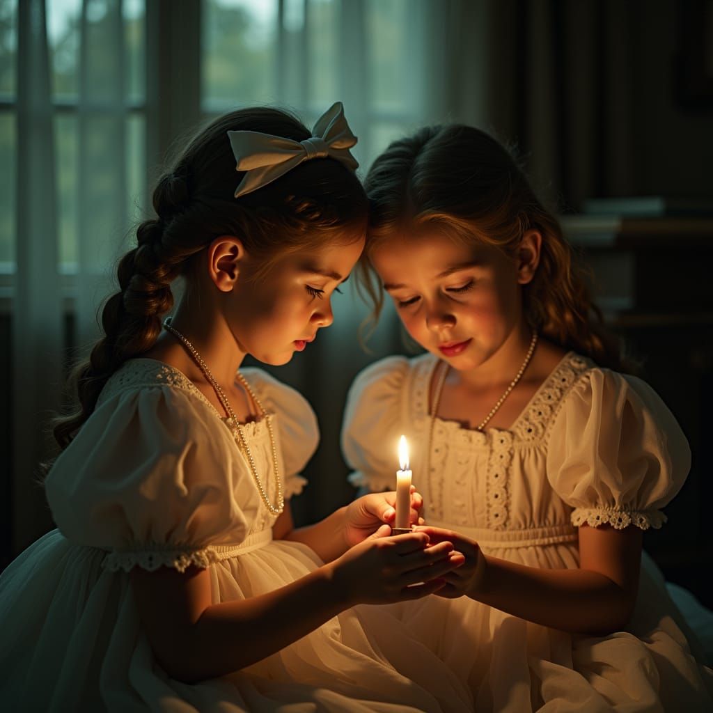 Ethereal Victorian Girls Sharing Secrets