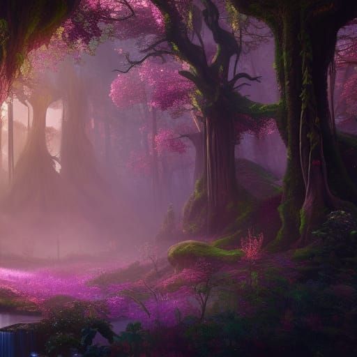 Enchanted Mystical Forest in Detailed Matte Painting