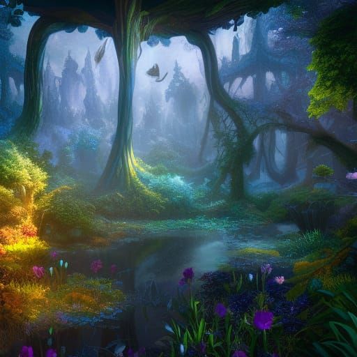 Enchanted Mystical Forest in Detailed Matte Painting