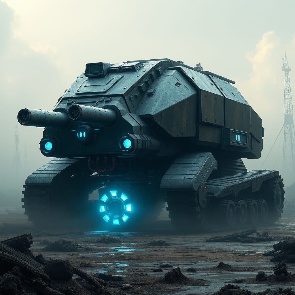 Gritty Industrial Futurist Mammoth Tank in Post-Apocalyptic ...