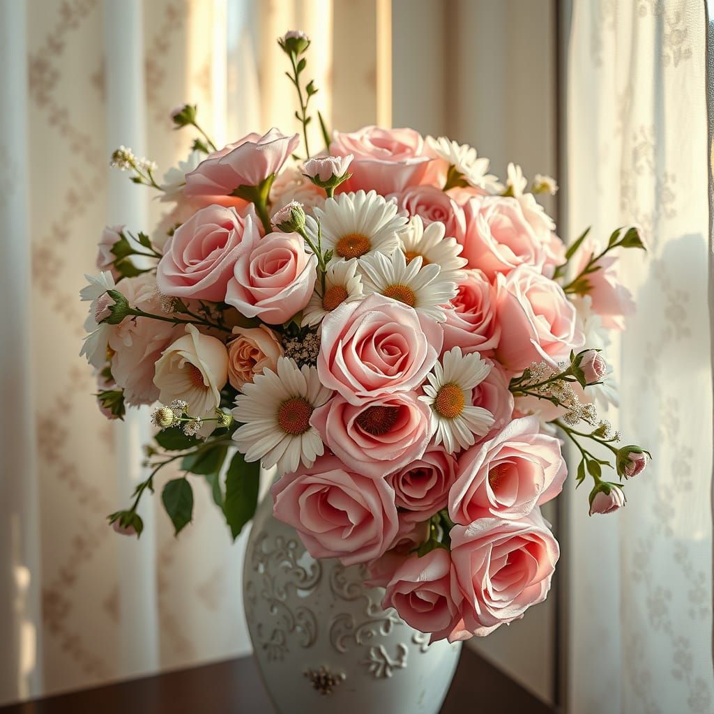 Exquisite Floral Bouquet in Distressed Vintage Vase