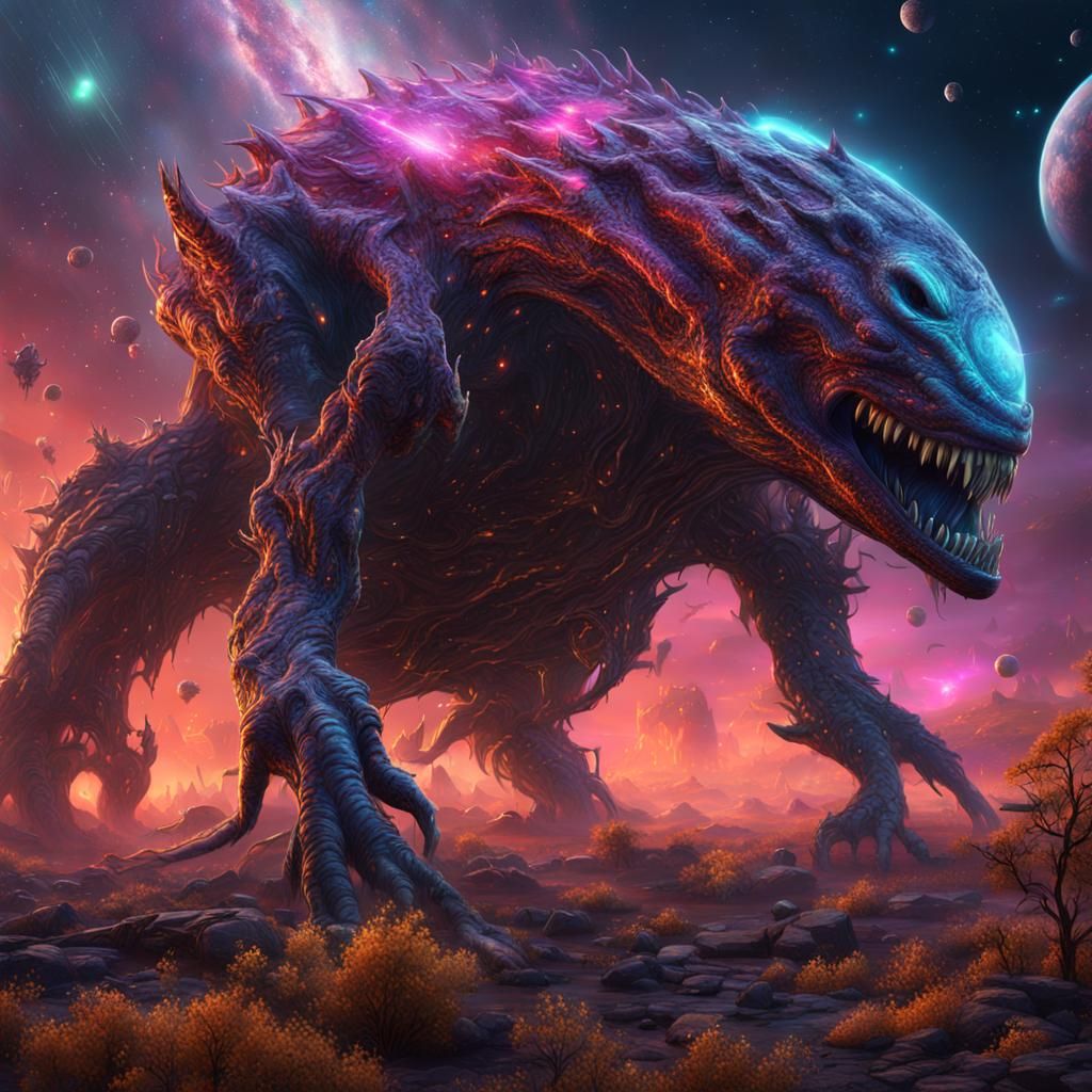 Colorful Alien Nightmare in Meteor Shower Universe