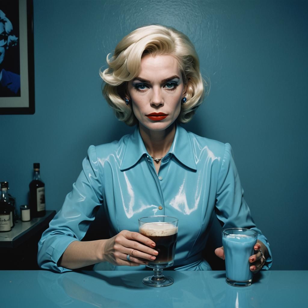 Surreal White Russian Cocktail in Pop Art Style