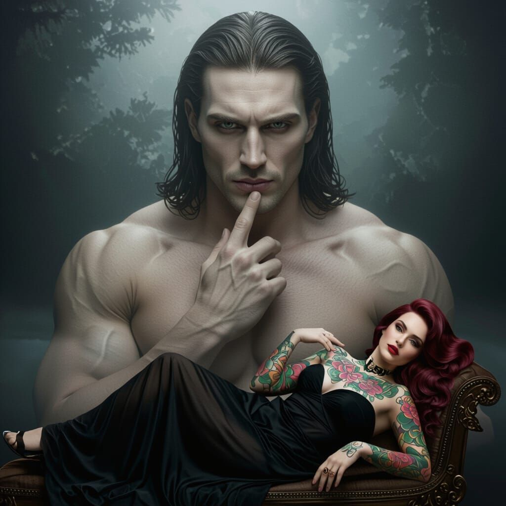 Haunting Double Exposure Portrait in Surrealist Style