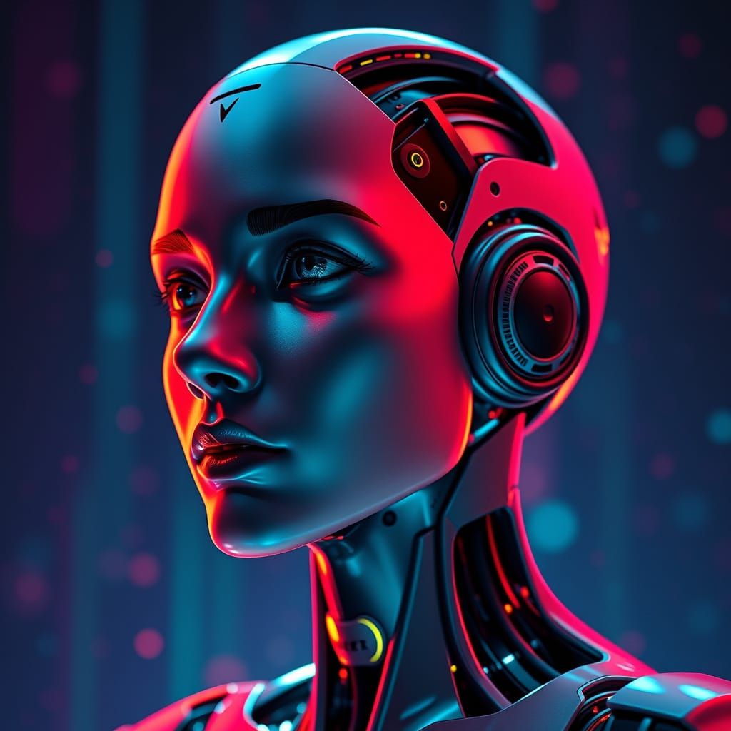 Hyperrealistic AI Assistant Portrait in Digital Art Style