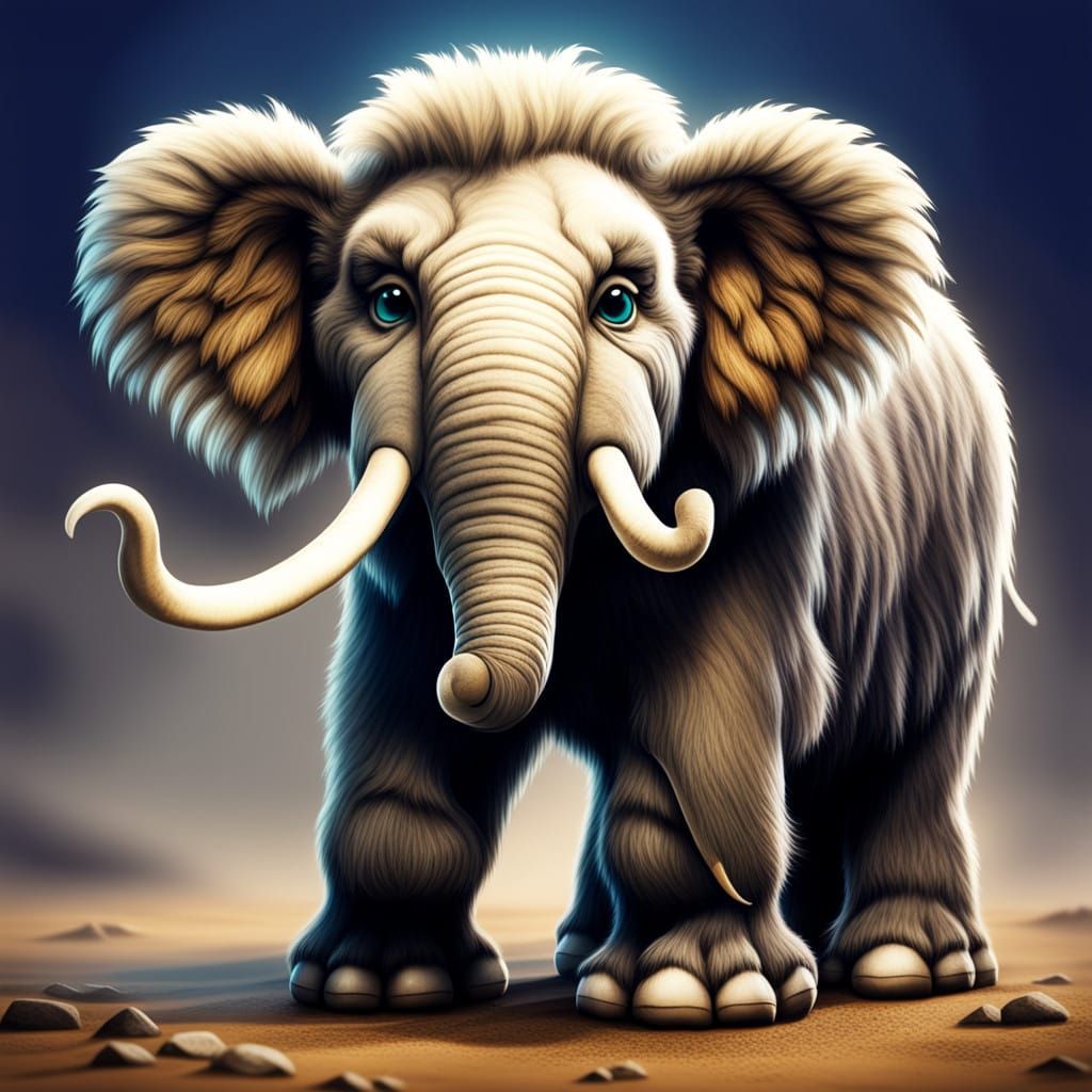 Cinematic Baby Woolly Mammoth in Epic Film Still