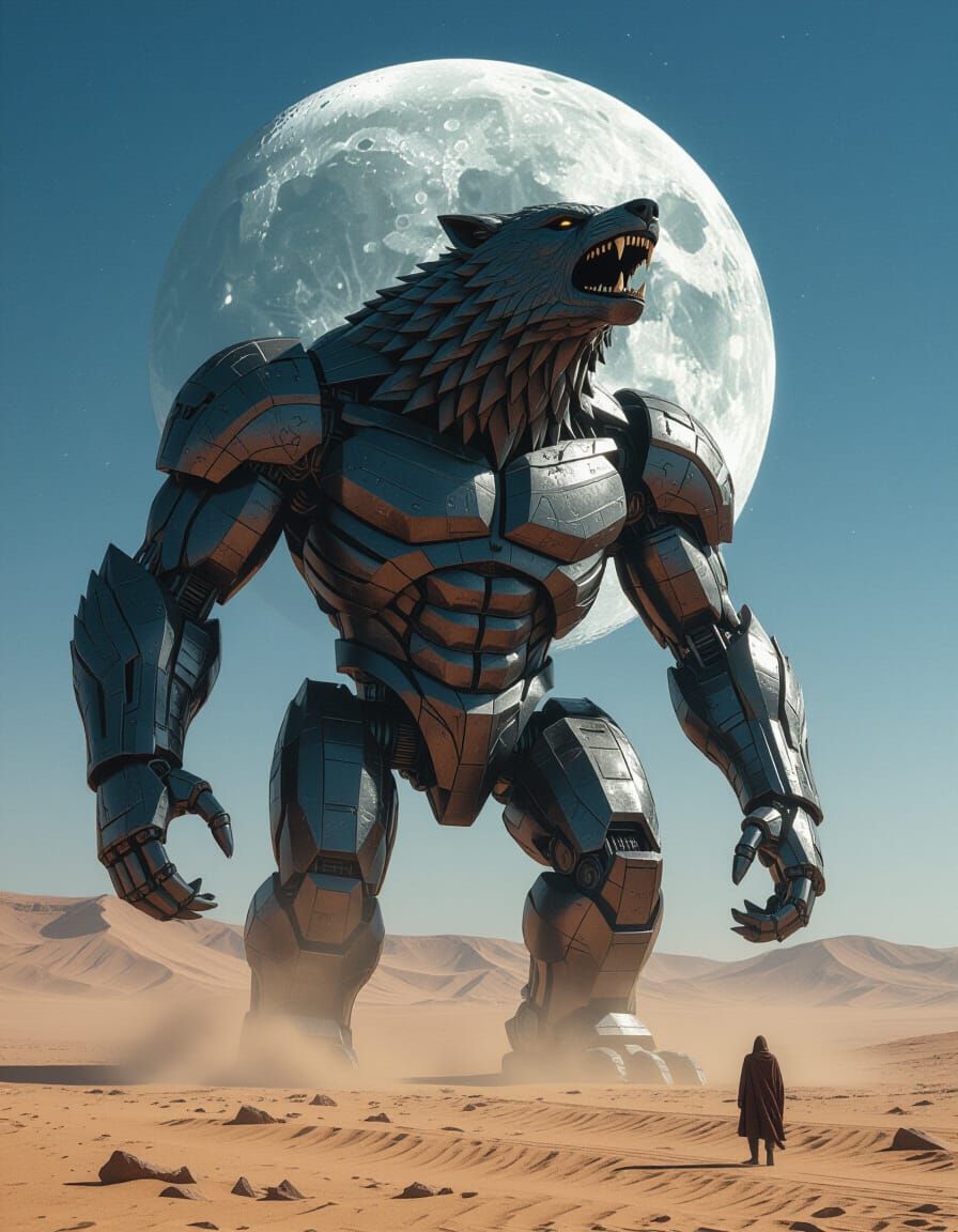 Luna Alpha Wolf Vehicle in Moonlit Desert