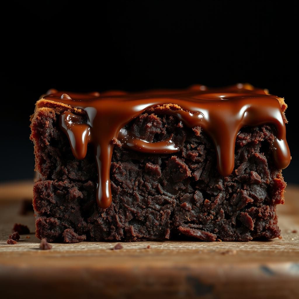 Hyper-Realistic Chocolate Brownie with Molten Ganache