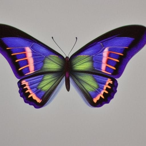 blue butterfly, gray background