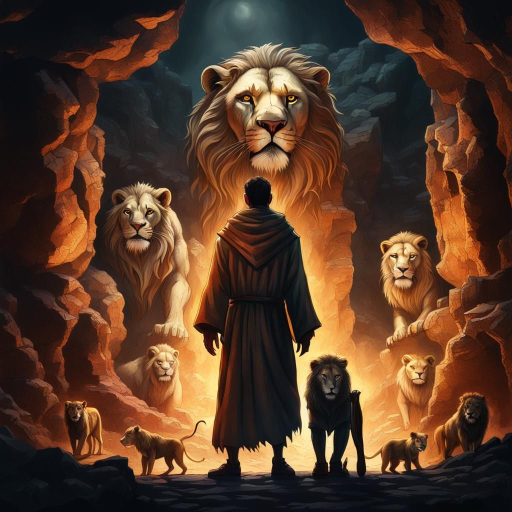 Daniel in the Lions' Den: Hyperrealistic Art