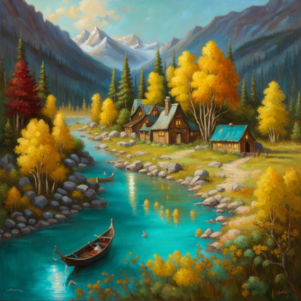 Enchanting Elven Village in Summer Sunlight