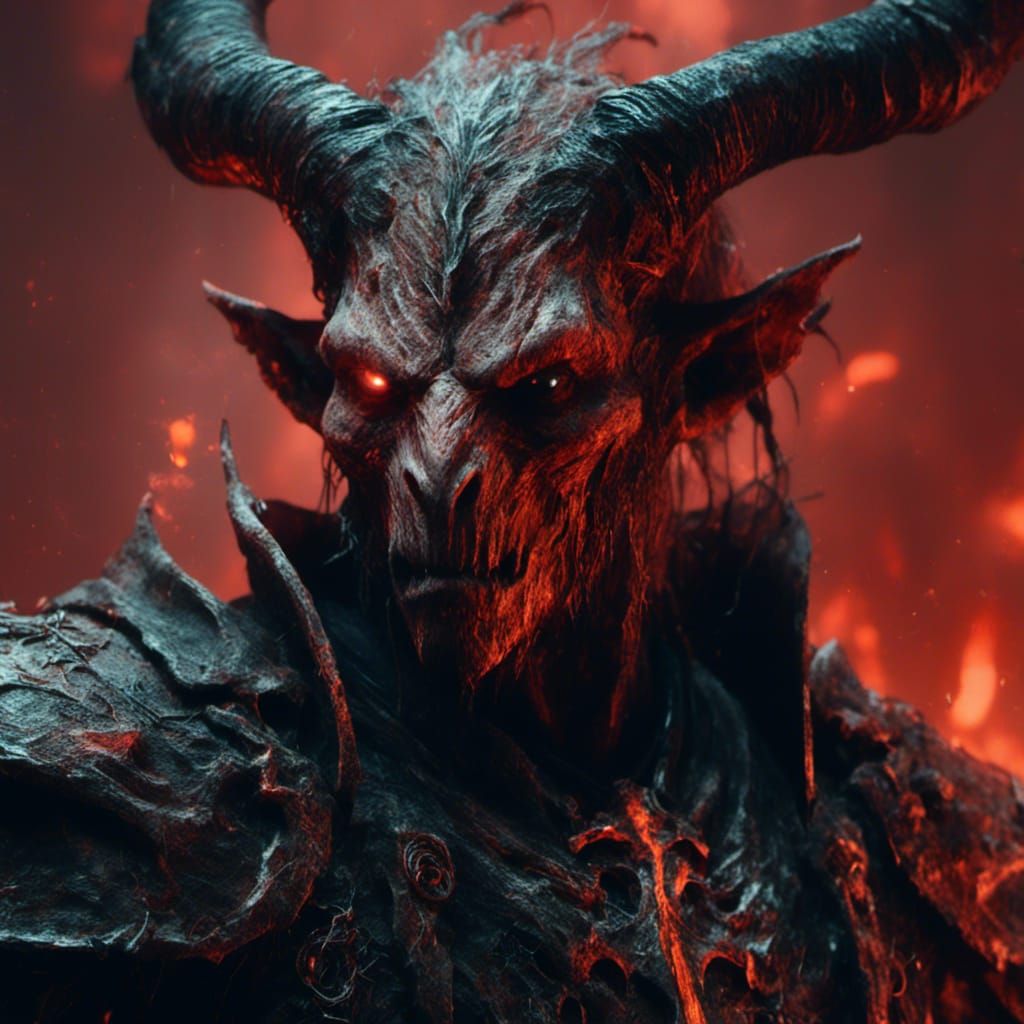 Macabre Tiefling Warlock with Glowing Eyes