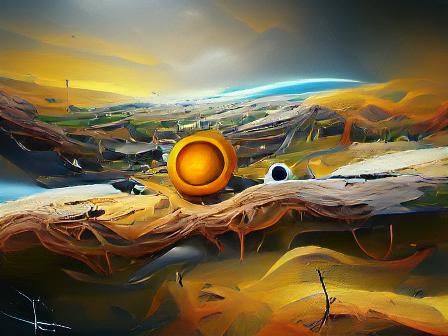 Exoplanet Landscape with Immense Sun, Digital Oil Painting