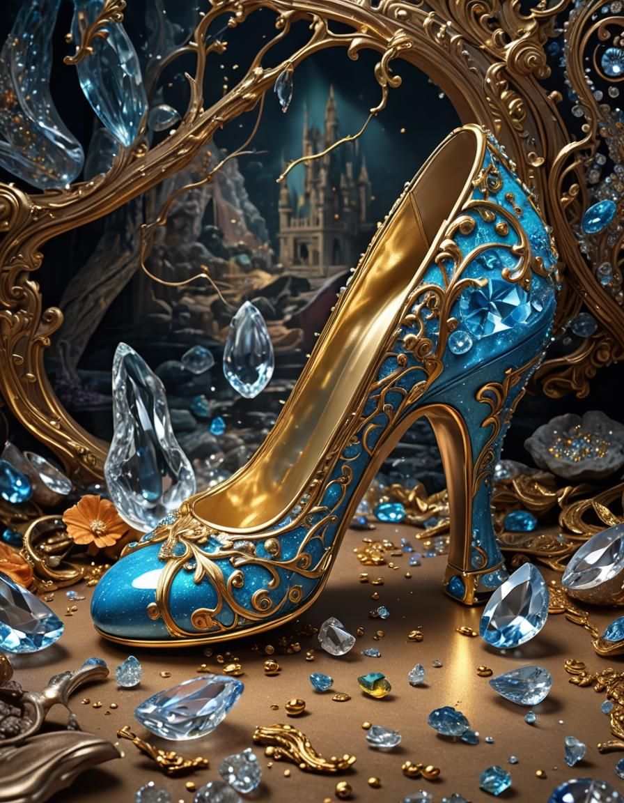 Cinderella's Glass Slipper: Hyper-Detailed 3D Art